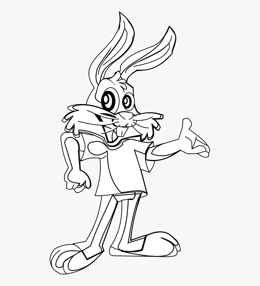 Coelho Rabbit Black White Line Art 555px - Coloring Book, Transparent Clipart