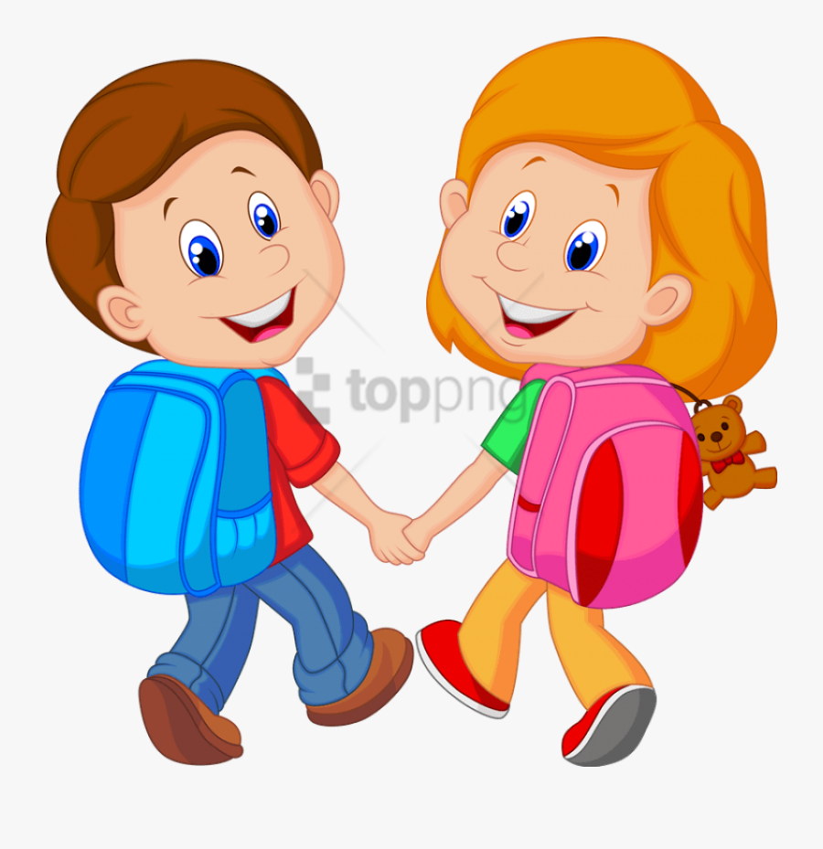 Free Png School Kids Clip Art Png Png Image With Transparent - Boy With Backpack Clipart, Transparent Clipart