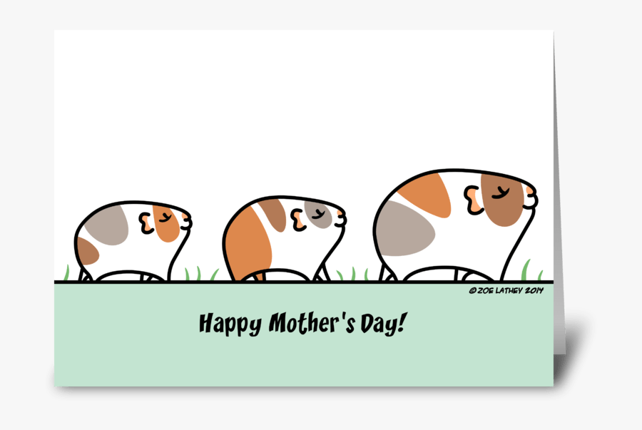 Cute Guinea-pig Mother With Children Greeting Card - Cartoon, Transparent Clipart