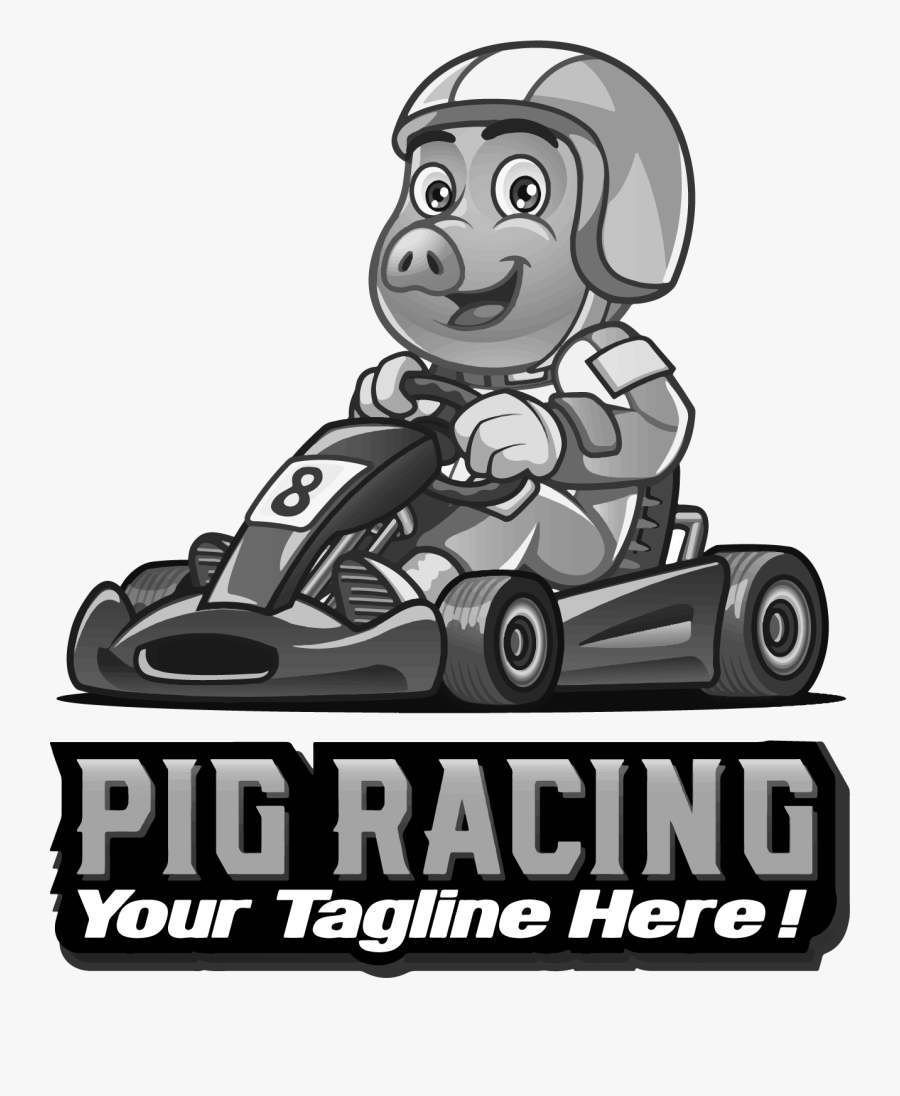 Pig In A Go Kart, Transparent Clipart
