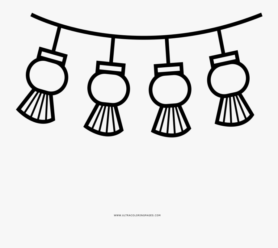 Chinese String Lights Coloring Page - Luces Chinas Para Dibujar, Transparent Clipart
