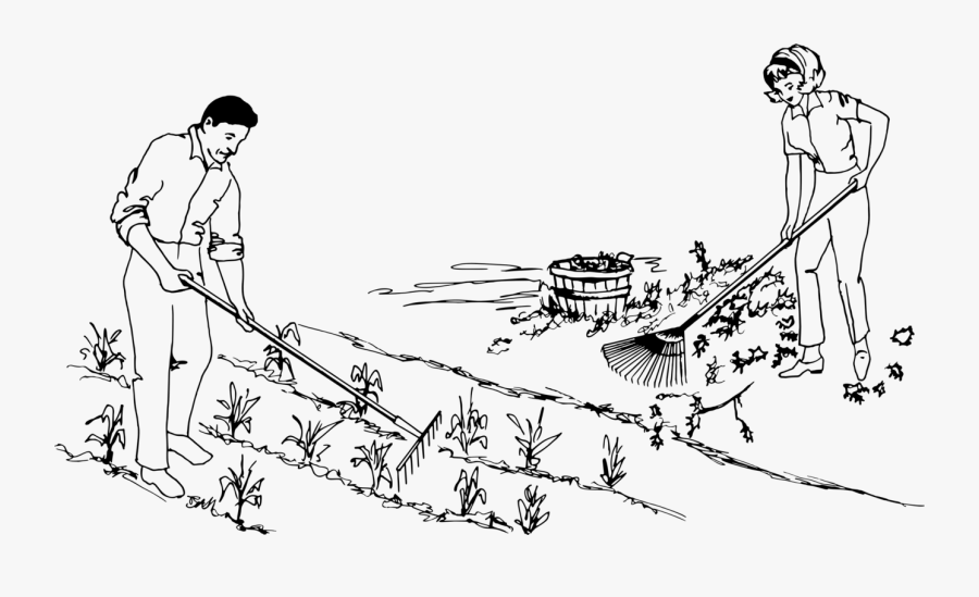 Clip Stock Rake Line Art Garden Computer Icons Free - Drawing Of A Garden Gardener, Transparent Clipart