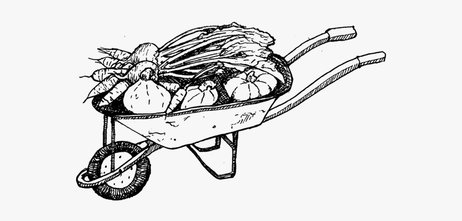 Black And White Clipart Wheelbarrow With Fruit, Transparent Clipart