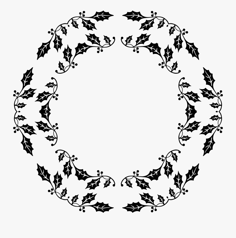 Holly Design 5 Clip Arts - Holly Clipart Black And White, Transparent Clipart