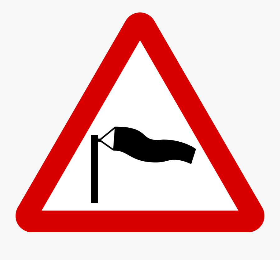 Red Triangle With Flag Road Sign, Transparent Clipart