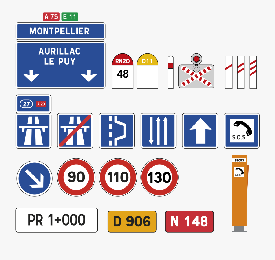 French Road Signs Clip Arts - All French Road Signs, Transparent Clipart