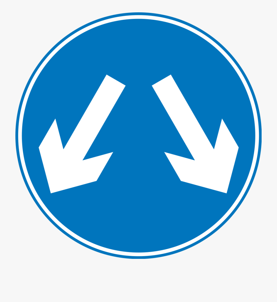 Roadsign Pass Either Svg Clip Arts Blue Road Sign 2 Arrows , Free