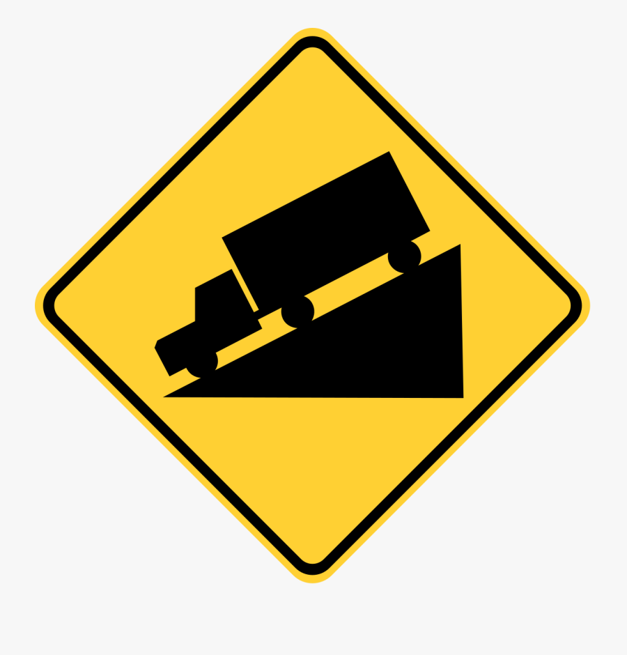 File - Mutcd W7-1 - Svg - Warning Road Signs Clipart - Truck On Hill Sign, Transparent Clipart