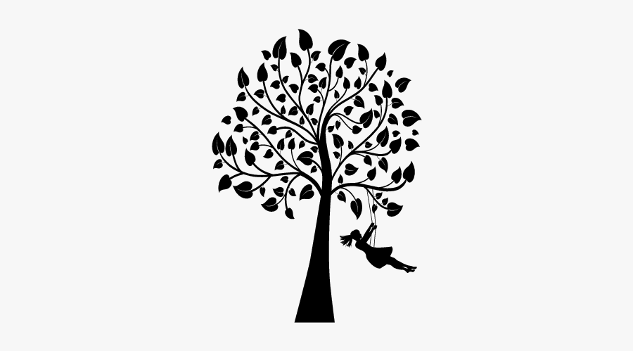Tree Swing Pictures - Girl On Tree Swing Silhouette, Transparent Clipart