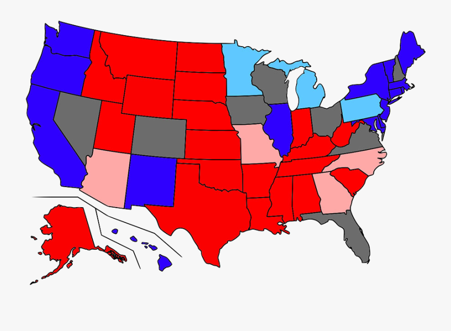Blue%3a Safe Democratic%3b Light Blue%3a Lean Democratic%3b - Los Angeles On A Us Map, Transparent Clipart