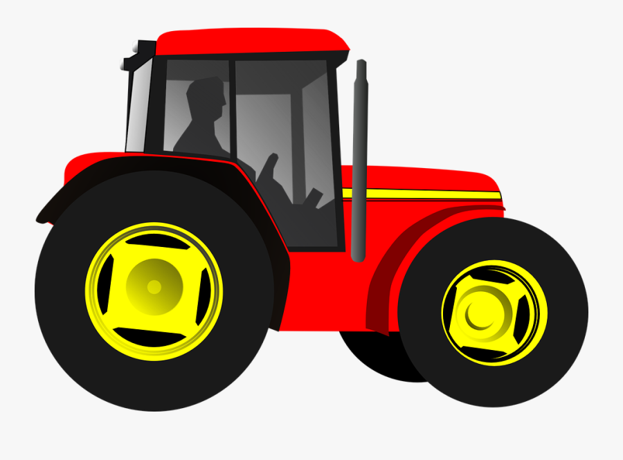 Tractor, Trekker, Driver, Red, Yellow, Wheels - John Deere Tractor Clip Art, Transparent Clipart