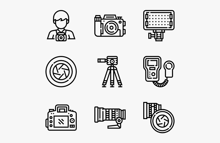 Camera And Accessories - Design Vector Icon, Transparent Clipart
