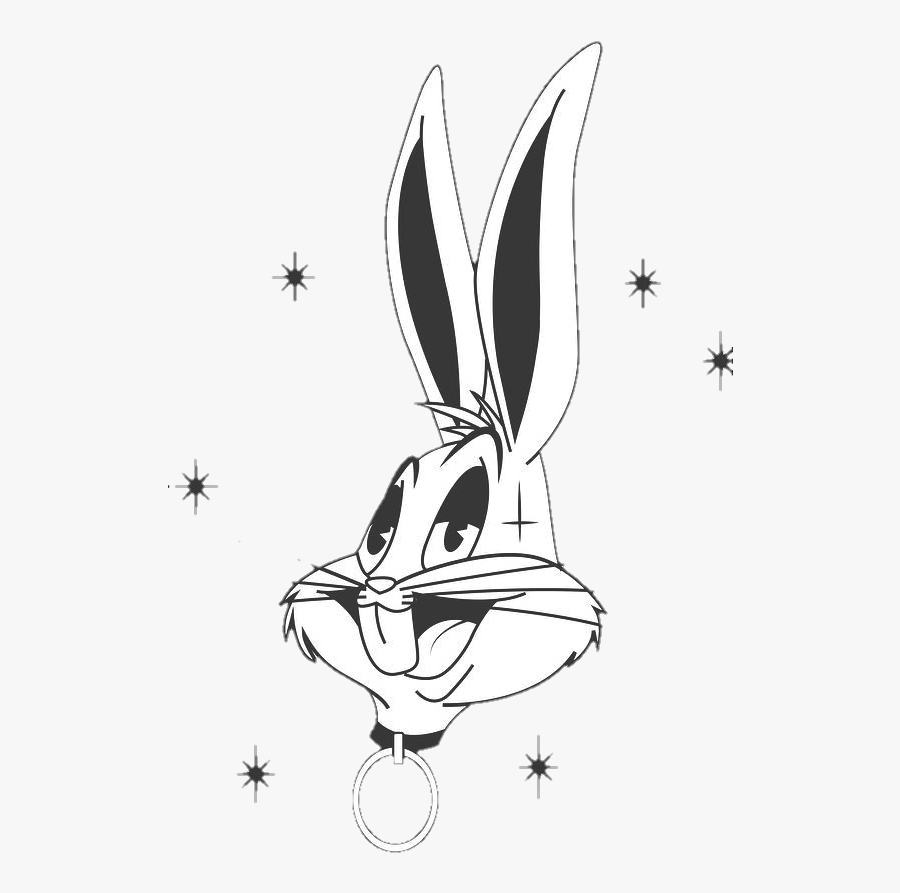 #rabbit #bunny #stars #black #white #blackand White - Cartoon, Transparent Clipart