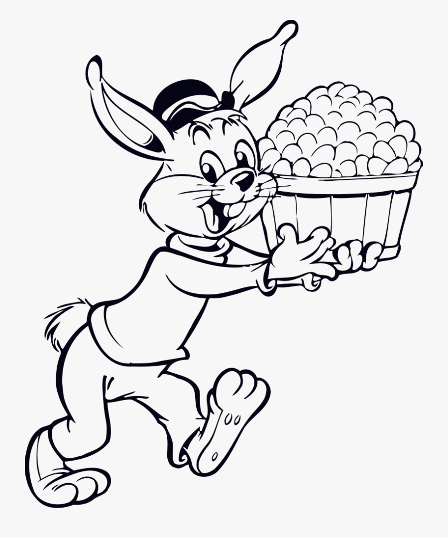 Rabbit With Eggs - Velikonoční Zajíček Omalovánky, Transparent Clipart