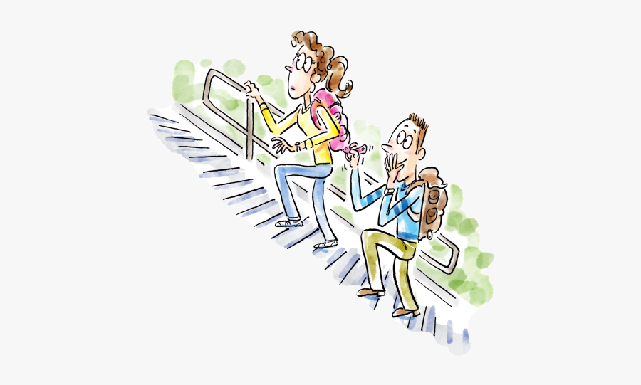 Cartoon Figure Climbing Staircase, Transparent Clipart