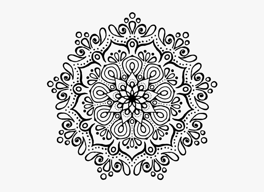 Cute Mandala Sans Couleur Noir Et Blanc - Mandala Drawings Transparent Background, Transparent Clipart