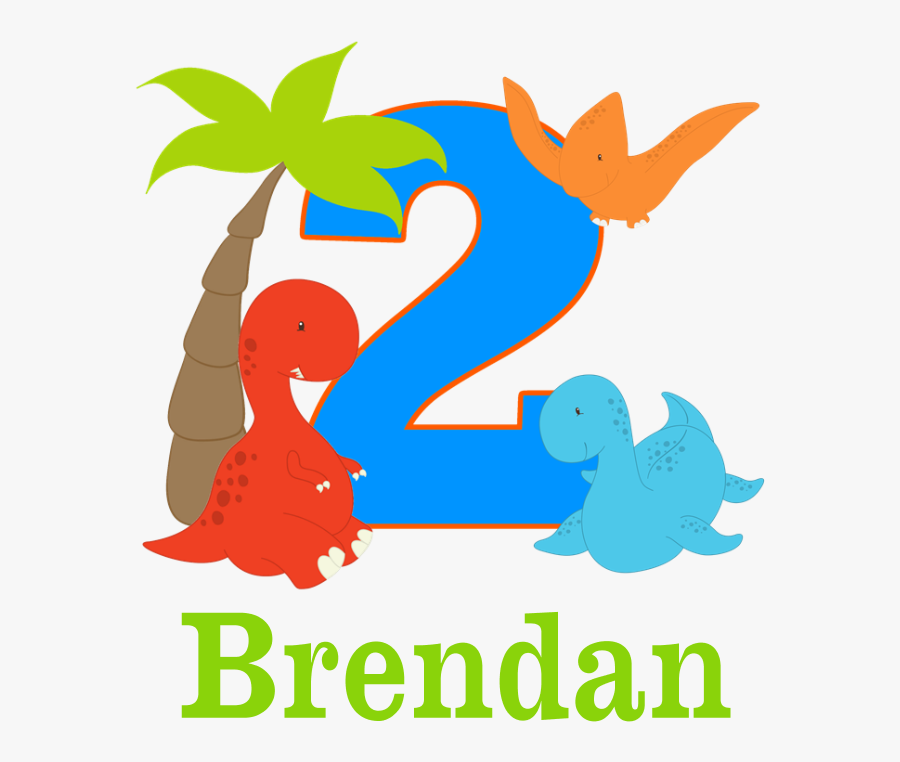 2nd Birthday Dinosaur Personalized T-shirt - Dinosaurios Clipart 2nd Birthday, Transparent Clipart