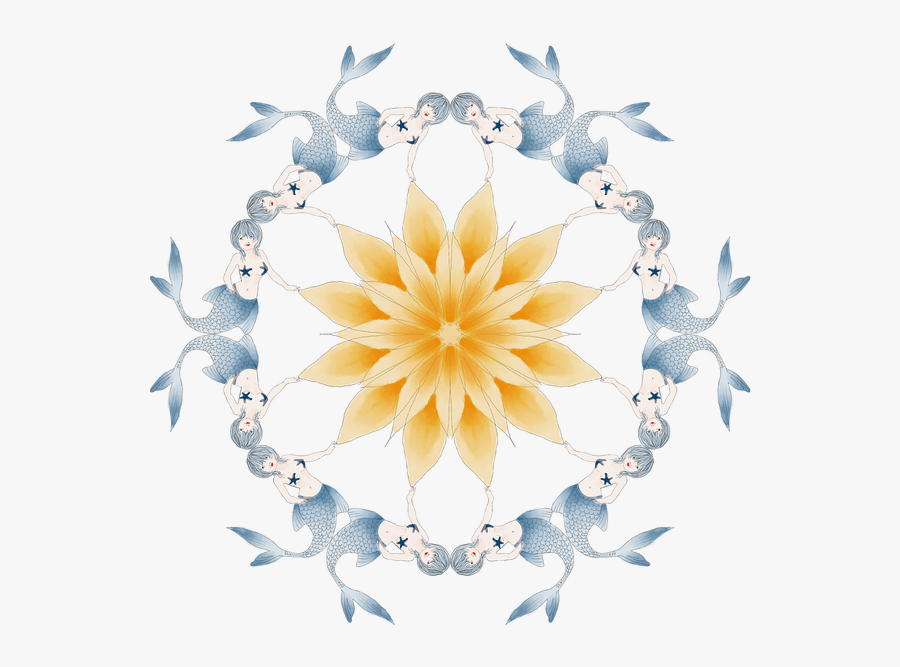 Mandala, Mermaid, Lake, Rose, Swimmers, Waters - Sirena Mandala, Transparent Clipart