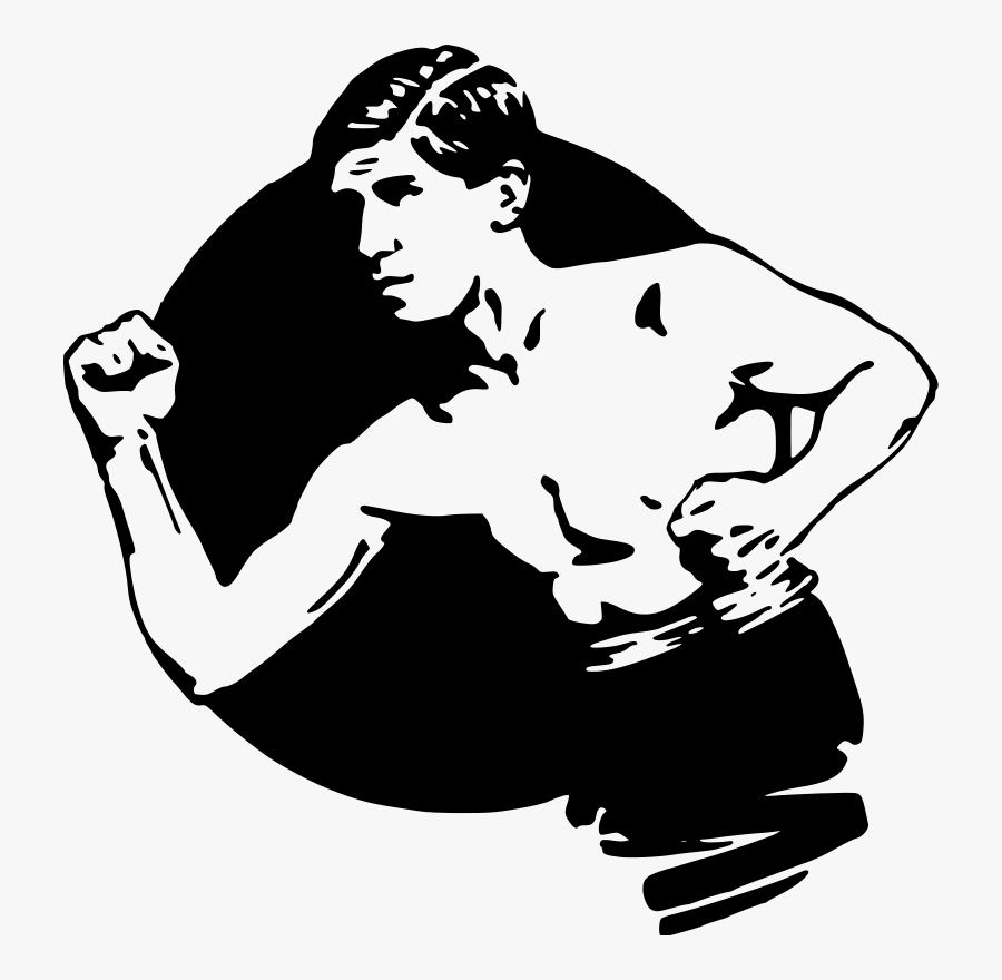 Strong Man In A Circle - Strong Black And White Clip Art Man, Transparent Clipart