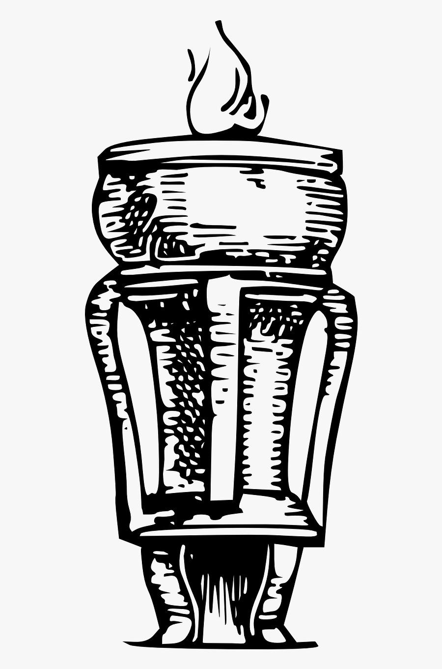 Torch Oil Lamp Flame Free Picture - Gambar Obor Hitam Putih, Transparent Clipart