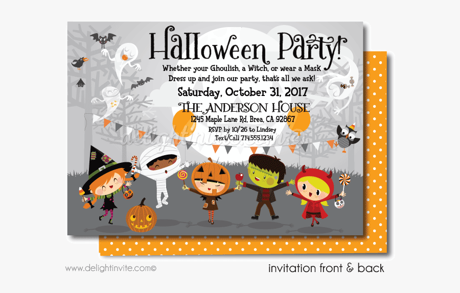 Halloween Party Invitation For Kids, Transparent Clipart