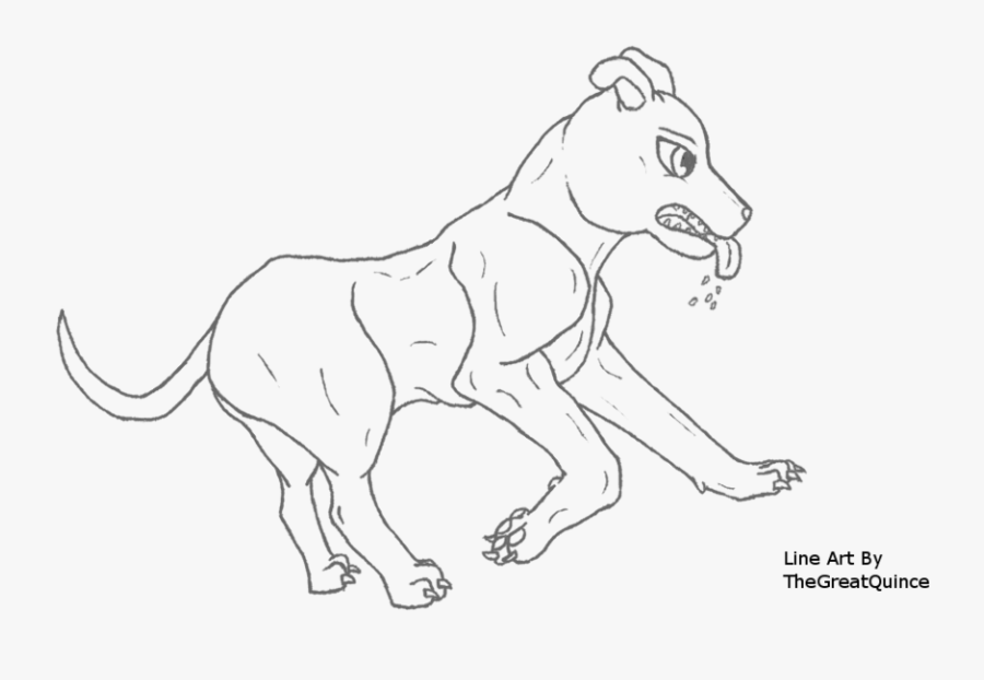Running Pit Bull Line Art By Thegreatquince - Line Art, Transparent Clipart