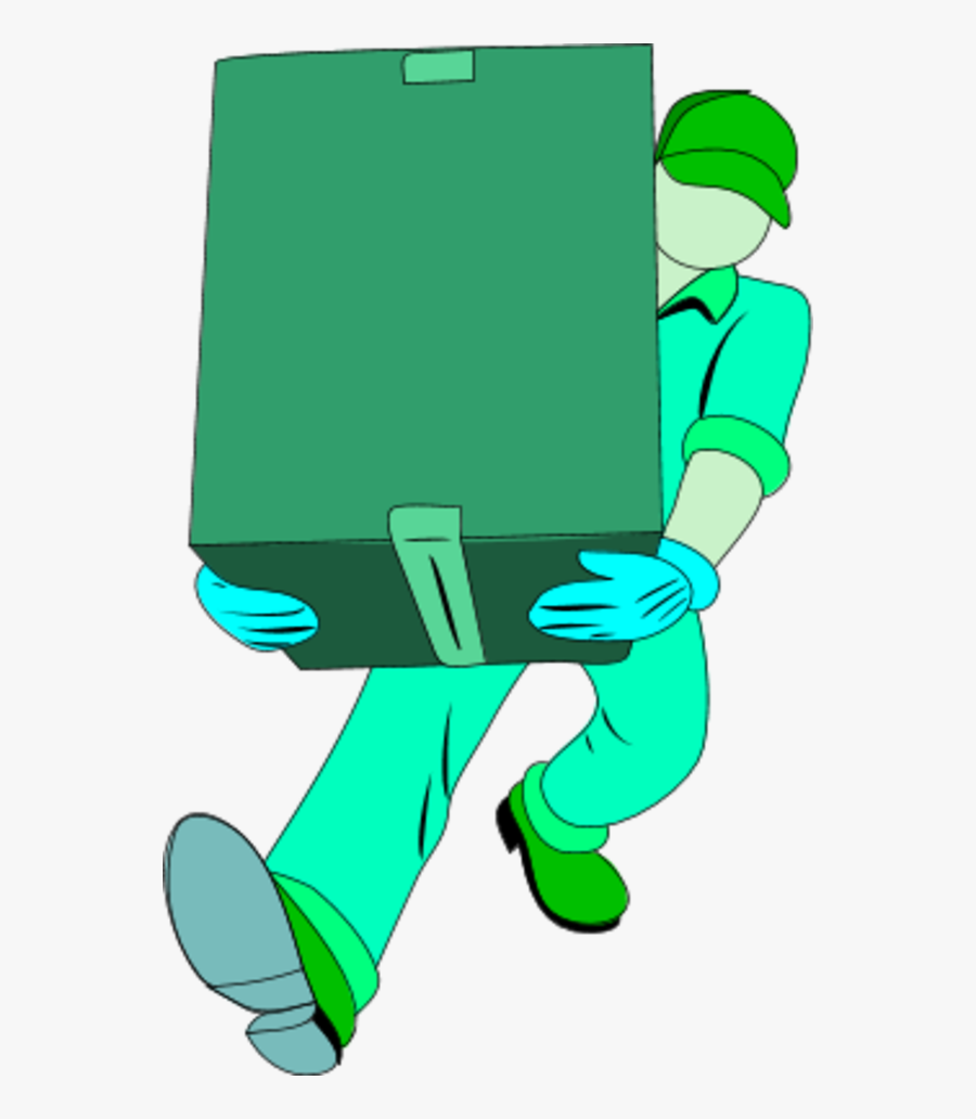 Warehouse Man Carrying A Closed Box - Carrying An Open Box Clipart, Transparent Clipart