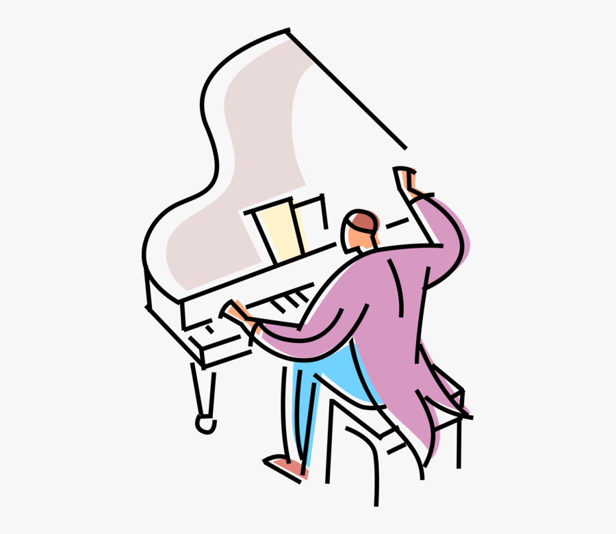 Vector Illustration Of Concert Pianist Musician Plays, Transparent Clipart