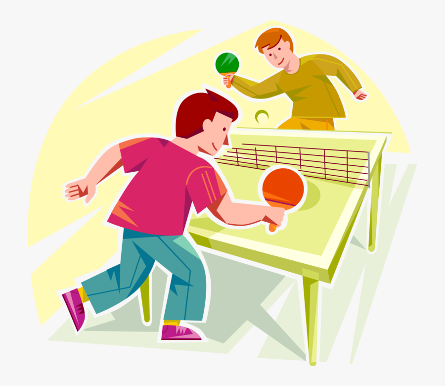 Vector Illustration Of Boys Play Game Of Ping Pong - Table Tennis Clip Art, Transparent Clipart