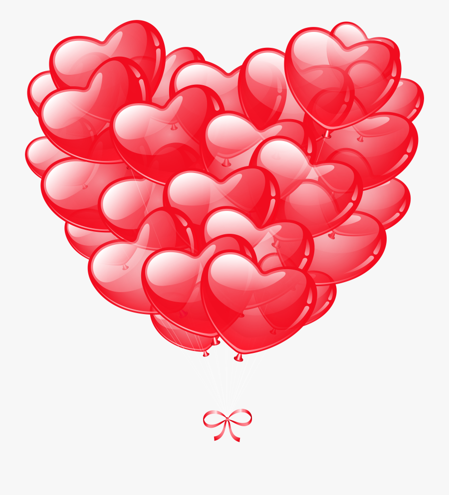 Transparent Gold Hearts Png - Bunch Of Heart Balloons, Transparent Clipart