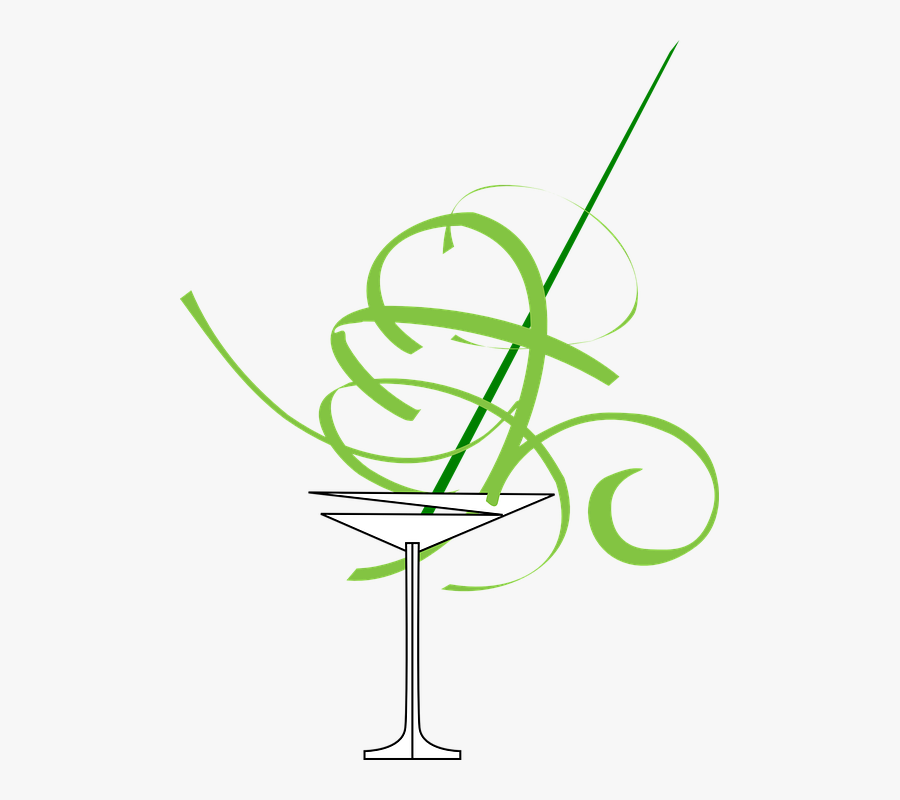Green Martini - Cocktail Glass Clip Art Black And White, Transparent Clipart