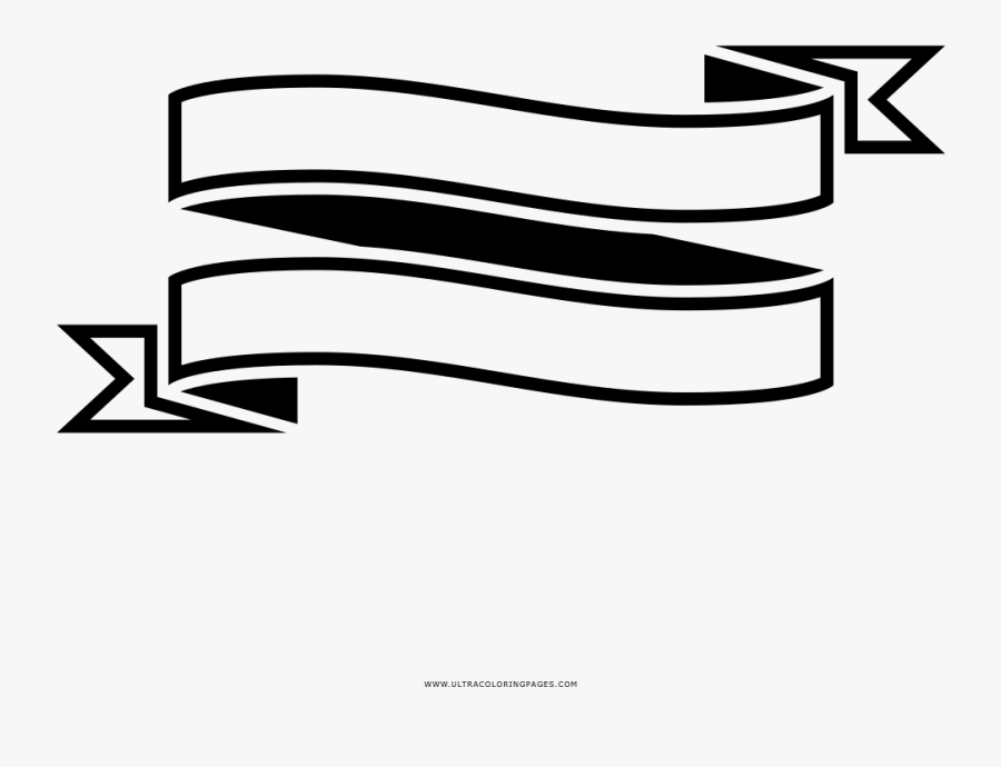 Ribbon Banner Coloring Page - Ribbon Banner Png White, Transparent Clipart