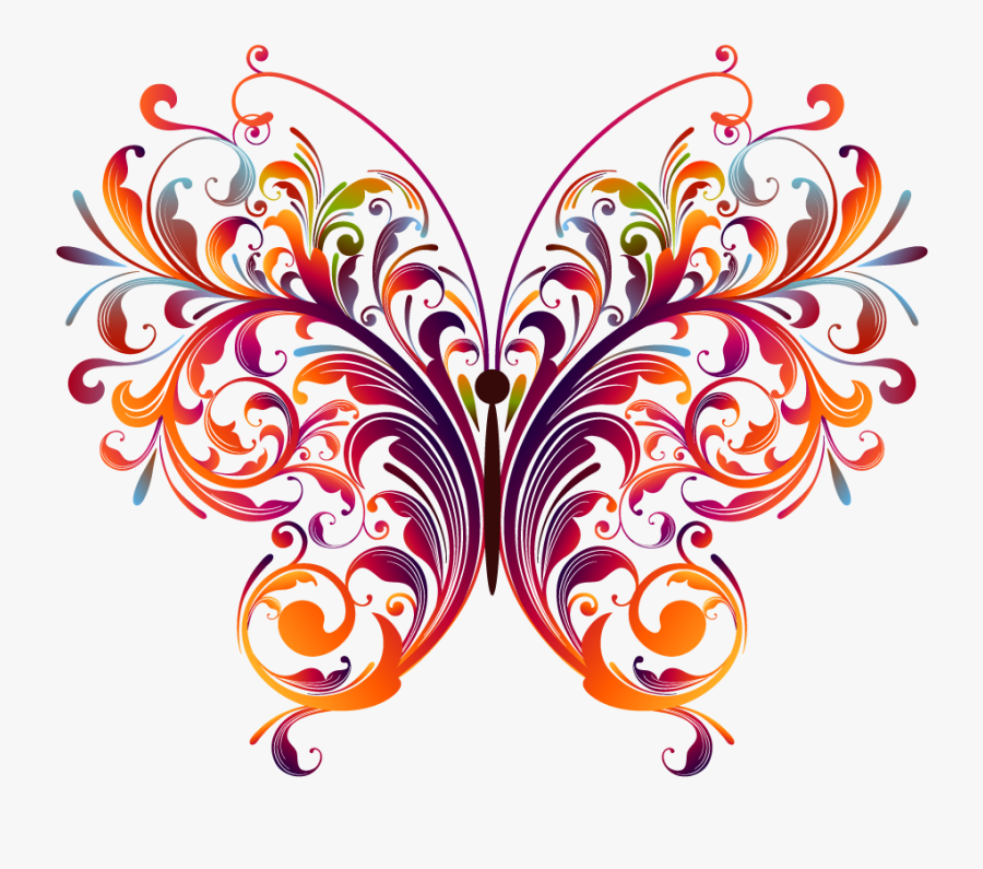 Free Butterfly Vector Graphics - Textile Designing, Transparent Clipart