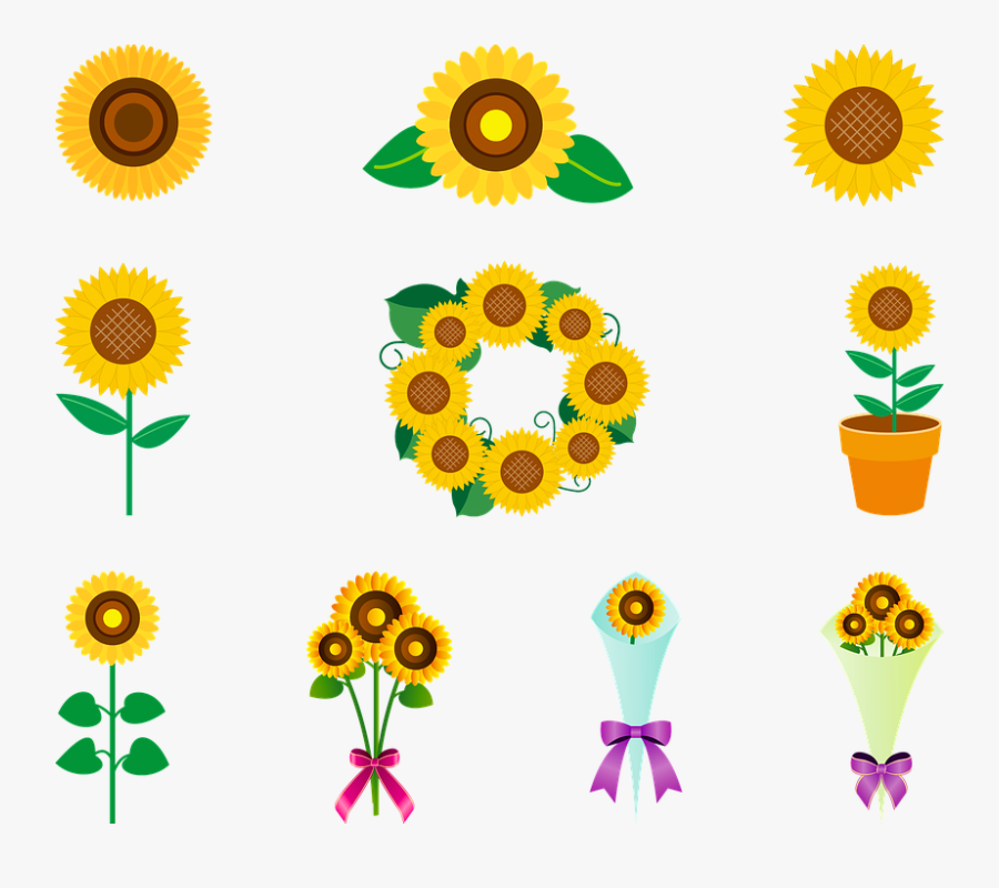 Sunflower, Sunflower Wreath, Sunflowers Bunch - ひまわり イラスト Ai 無料, Transparent Clipart
