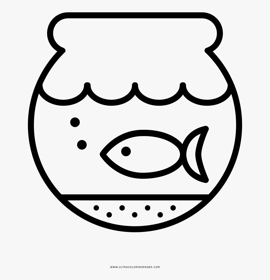 Fish Bowl Coloring Page - Coloring Book, Transparent Clipart