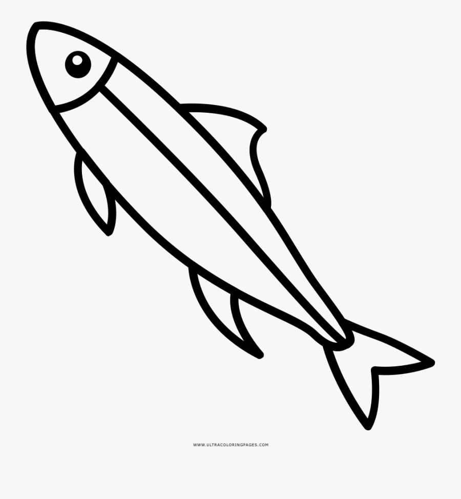 Transparent Fish Bowl Clipart Black And White - Easy Sardine Drawing, Transparent Clipart