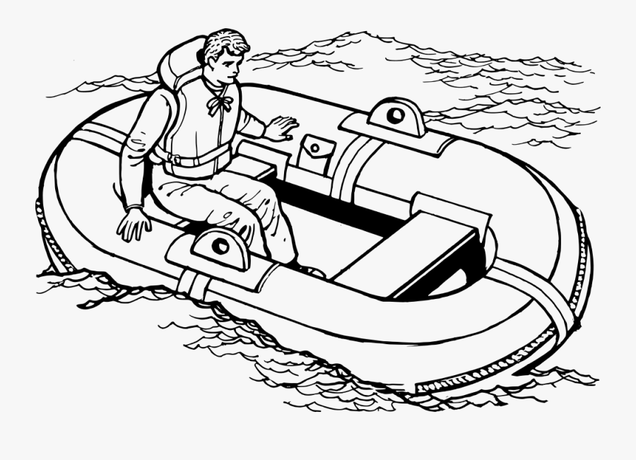 Life Raft - Lifeboat Black And White, Transparent Clipart