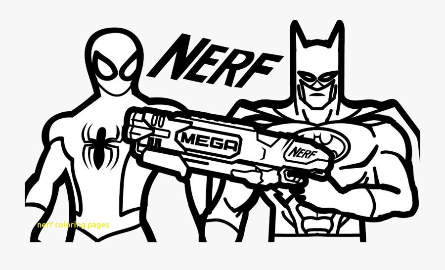Nerf Gun Coloring Ideas Coloringeas Pages With Clipart - Batman And Spider Man Coloring, Transparent Clipart