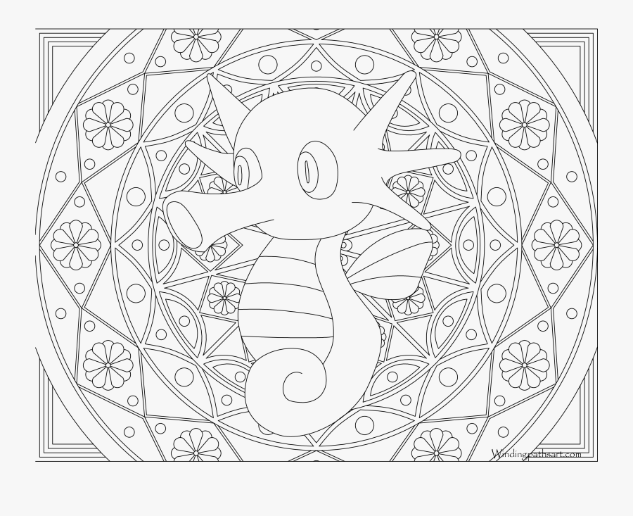 Horsea Coloring Pages - Horsea Pokemon Colouring Page, Transparent Clipart