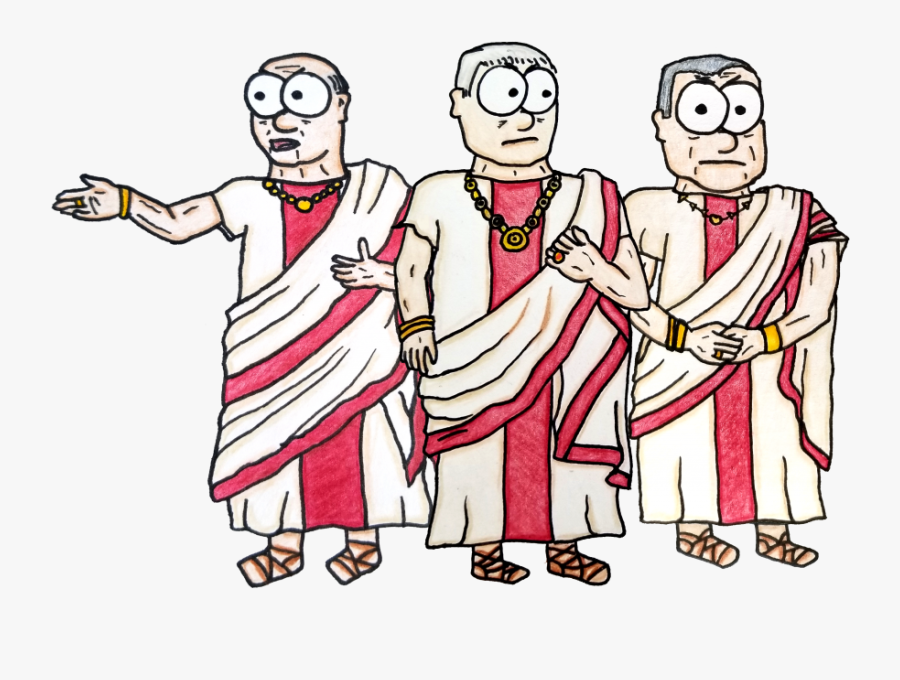 Roman Senators With Scowls, Looking Important In Their - Cartoon, Transparent Clipart
