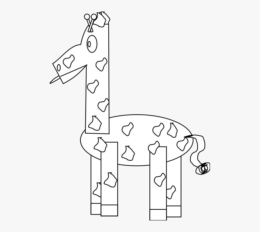 Machovka Funny Giraffe Black White Line Art Christmas - Illustration, Transparent Clipart