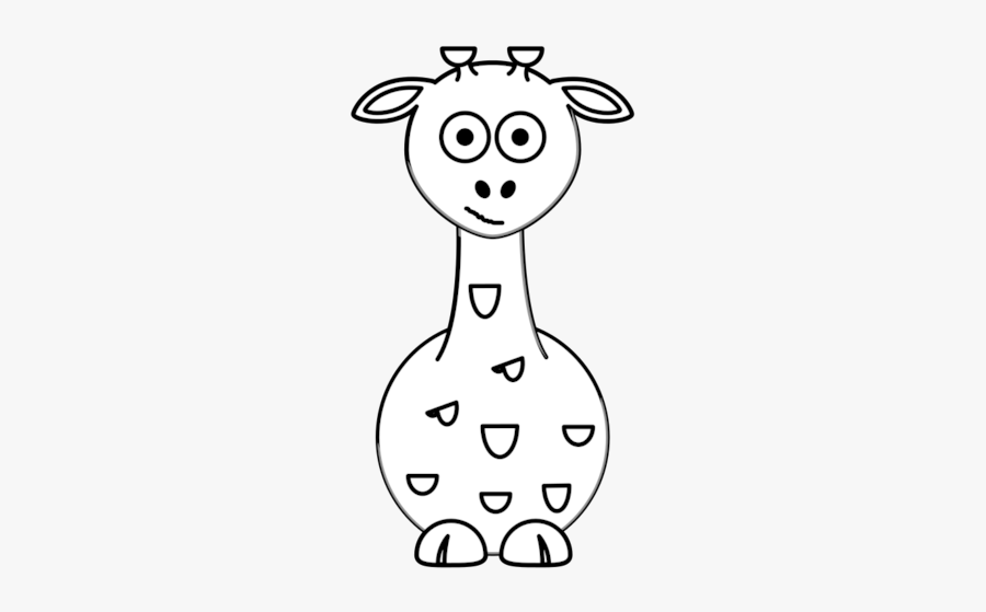 Black And White Page - Giraffe Cartoon Black And White, Transparent Clipart