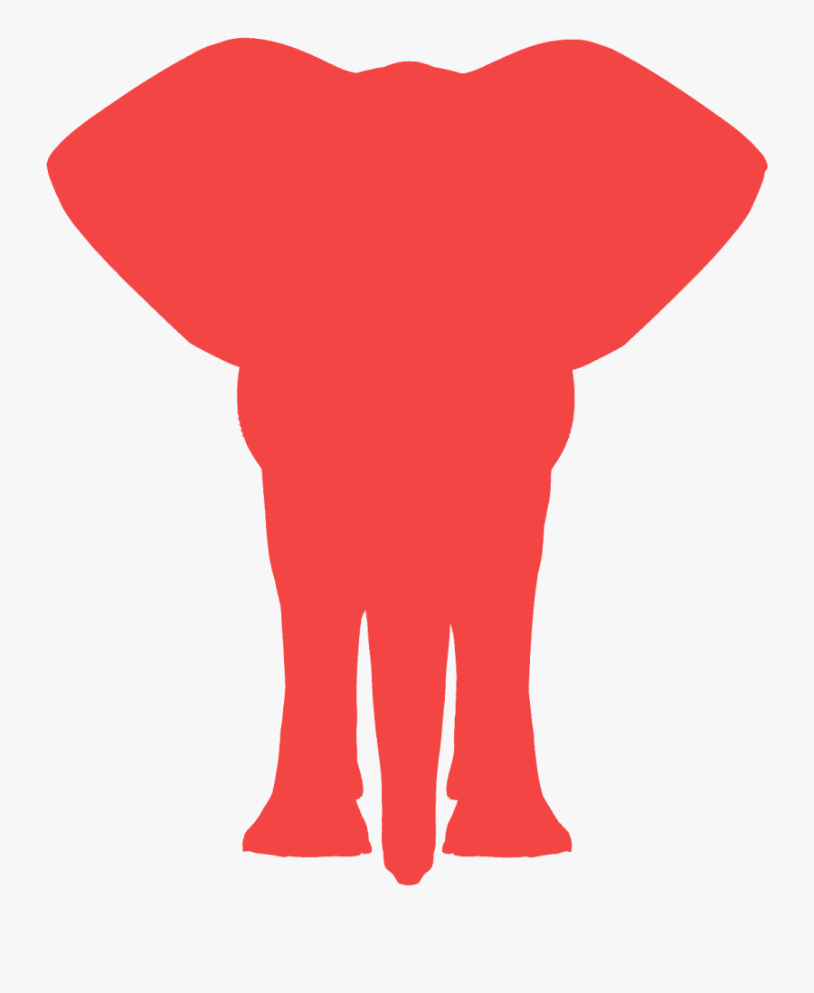 Elephant Silhouette Front View, Transparent Clipart
