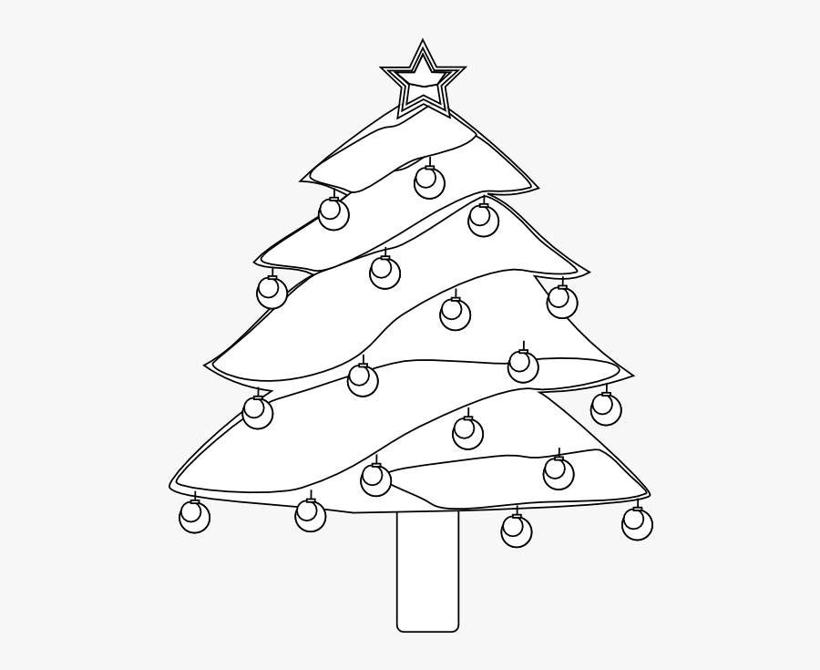 Lightly Decorated Evergreen 1 Christmas Black White - Christmas Tree, Transparent Clipart