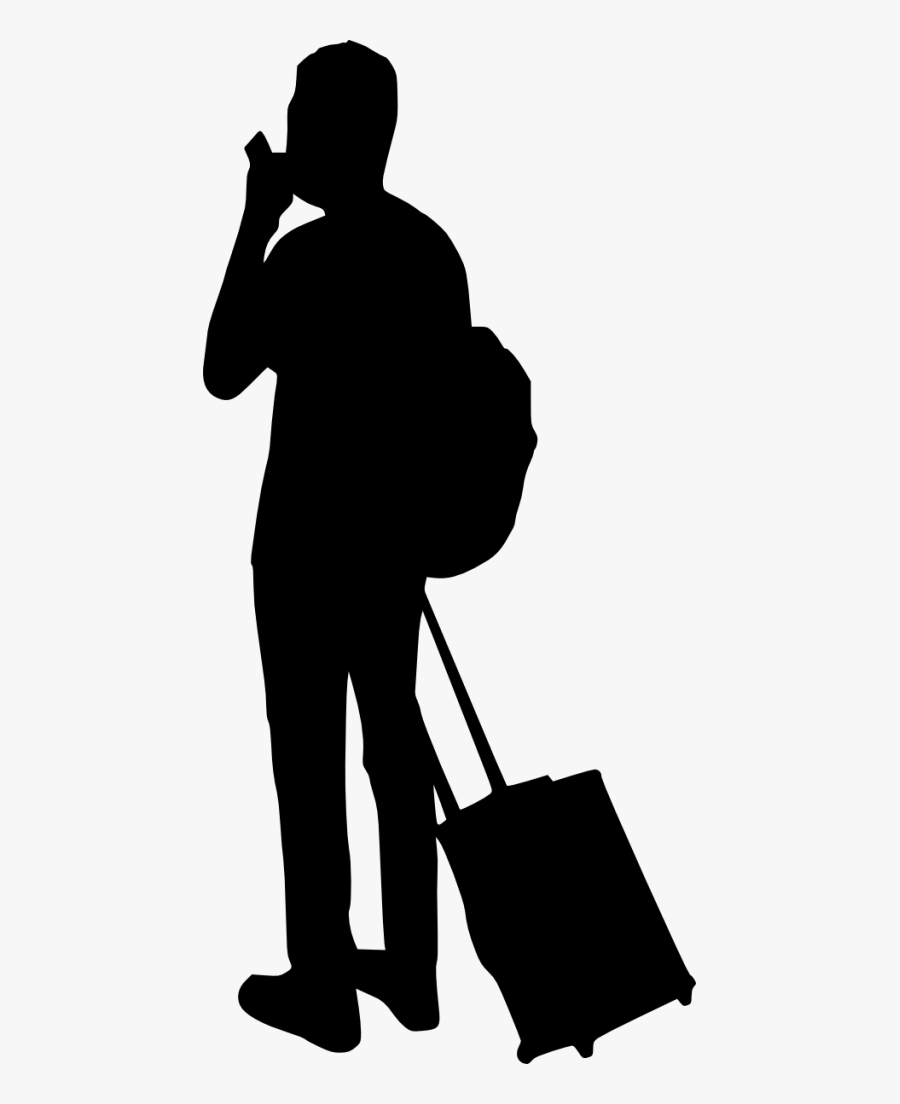 10 People With Luggage Silhouette - People Silhouette Png, Transparent Clipart
