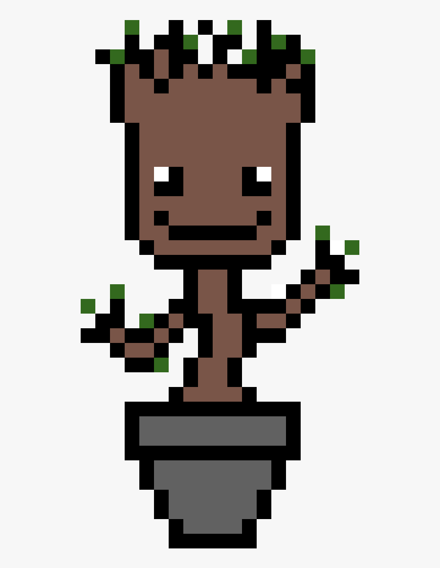Pixel Art Baby Groot, Transparent Clipart