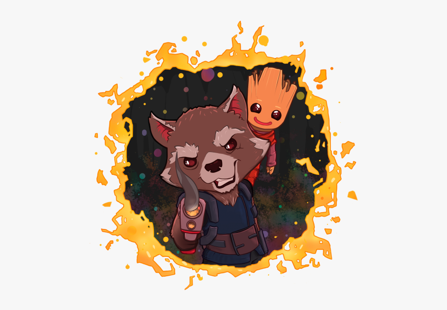 Baby Groot E Rocket Raccoon, Transparent Clipart