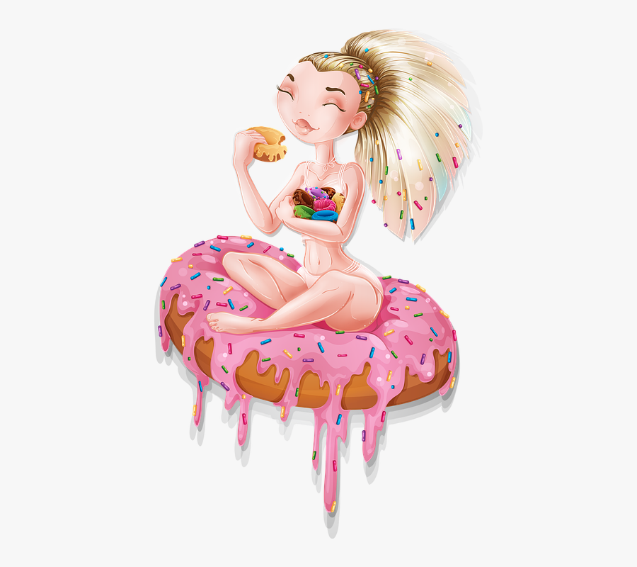 Woman, Yum, Bud, Fat Thursday, Eating, The Cake - Illustration, Transparent Clipart