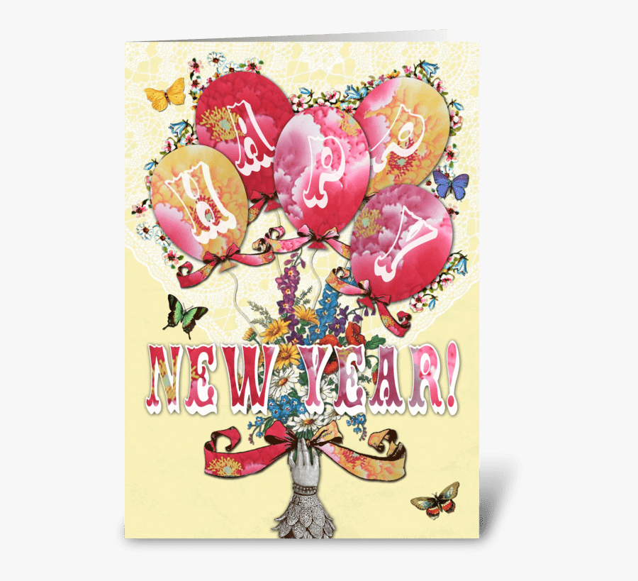 Candy Card Balloons Happy New Year Greeting Card - Balloon, Transparent Clipart