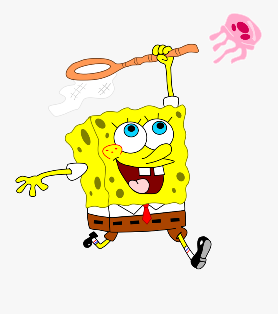 Drawing Spongebob Jellyfish 1 Clipart - Spongebob With Net Png, Transparent Clipart